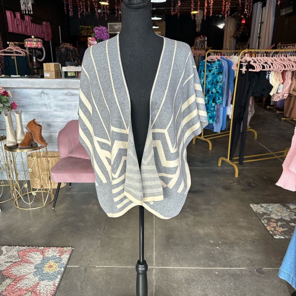 Gray and Cream Women's Poncho